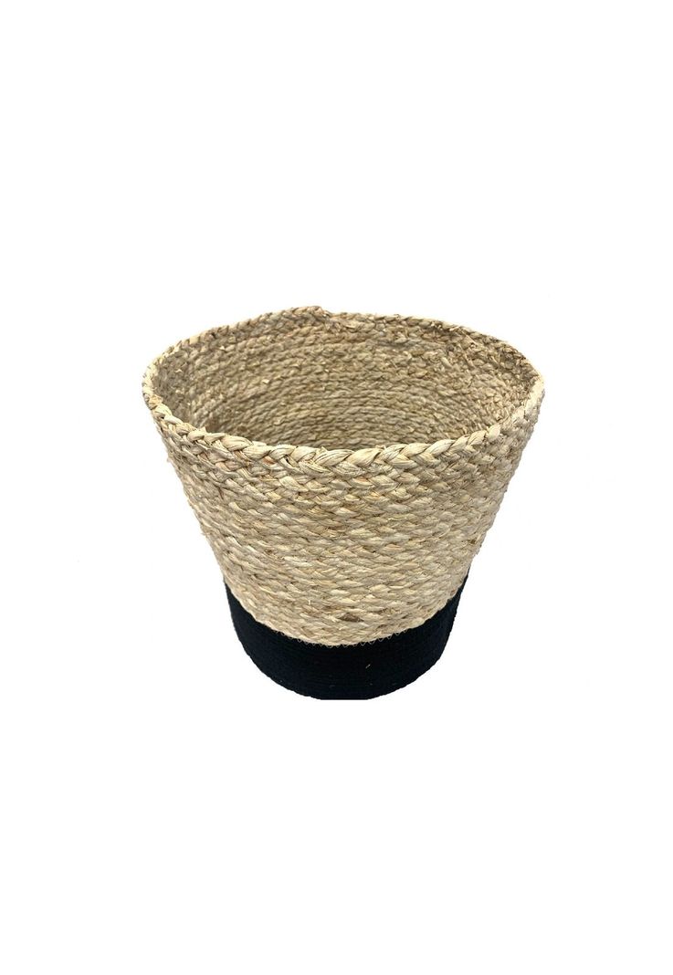 Canasto Fibra Y Algodón Negro 25X26Cm-0
