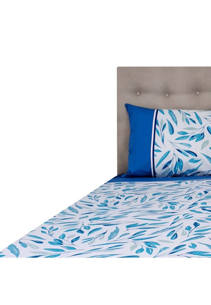 Sábanas 144h Estampadas Flores De Invierno Azules 2 Plazas-1