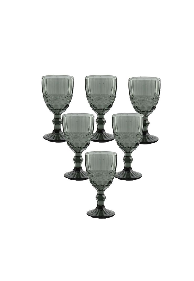 Set 6 Copa Vino Tallada Ana 8x15,5cm Gris-0