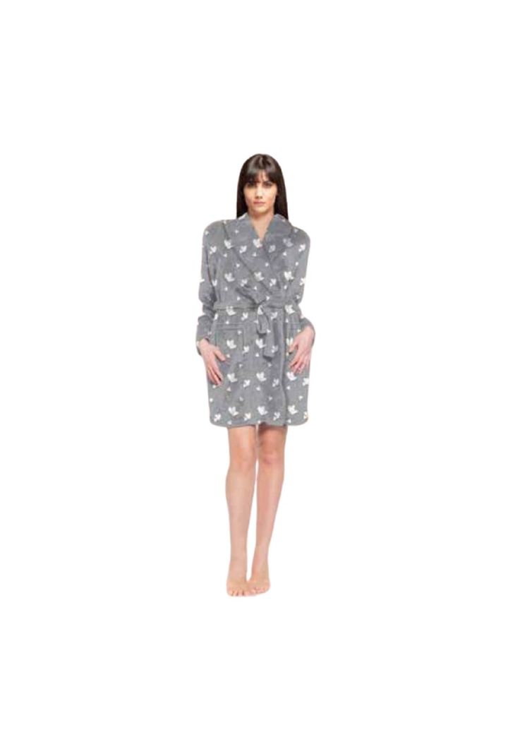 Bata Fleece Hearts S Gris-0