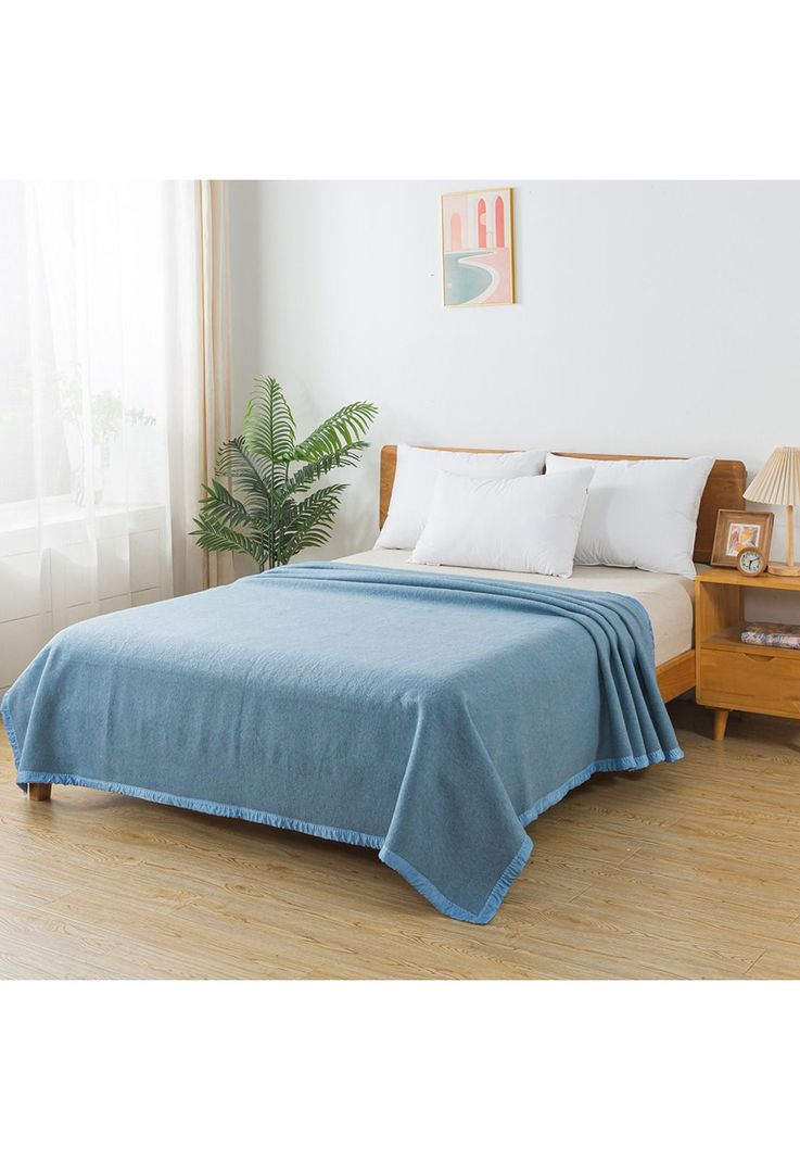 Frazada premium 70% lana 150 x 200 cm celeste-2