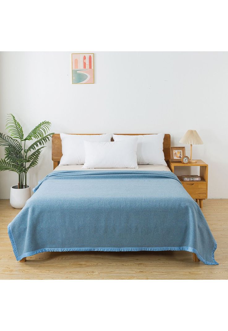 Frazada premium 70% lana 150 x 200 cm celeste-3
