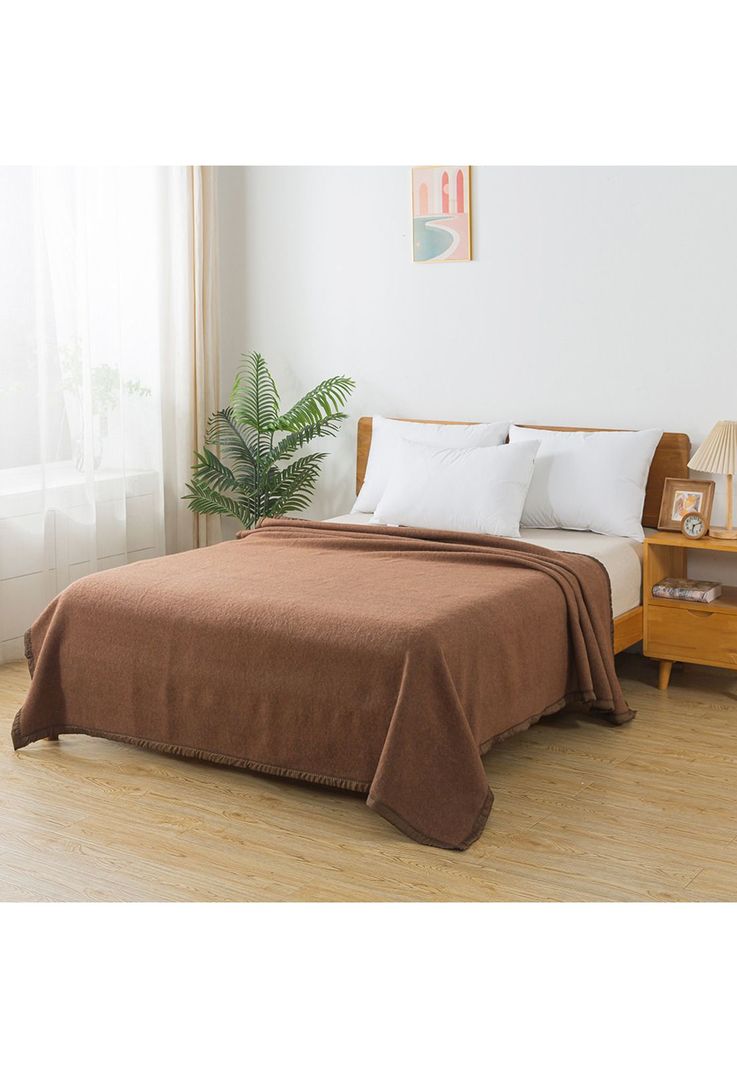Frazada premium 70% lana 200 x 200 cm crudo-2