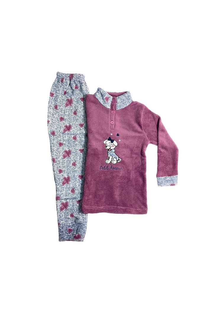 Pijama Niña Corazones T10 Rosado-0
