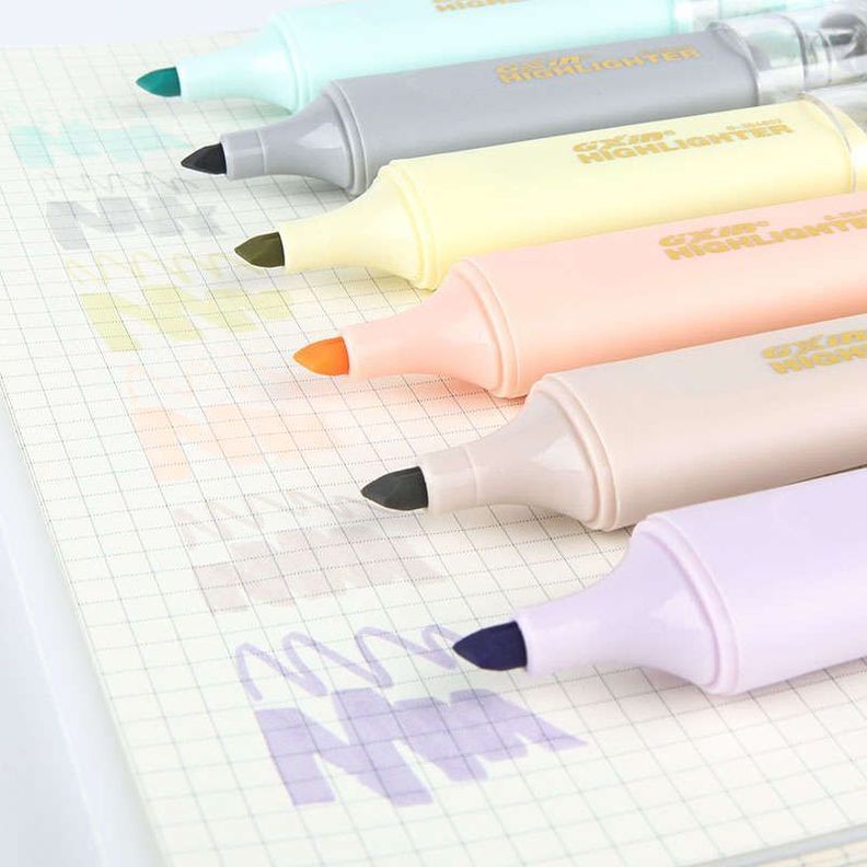 Destacador Resaltador Set 6 Colores Marcadores Pastel-1