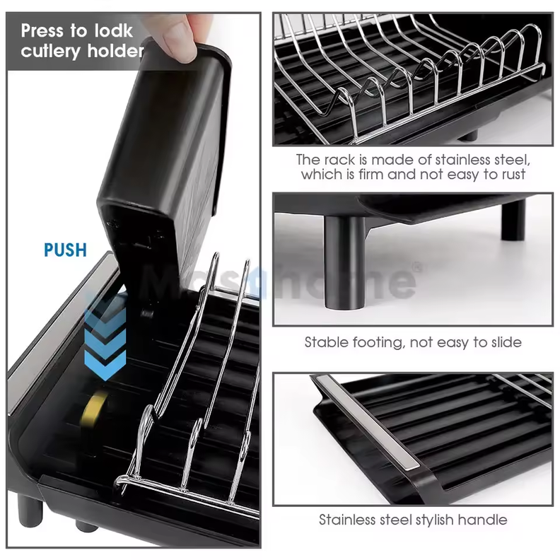 Secador Escurridor De Loza Platos Acero Inoxidable Plegable-6