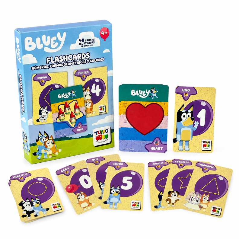 Juego Educativo Flash Cards Numeros Colores Figuras - Bluey Surtido