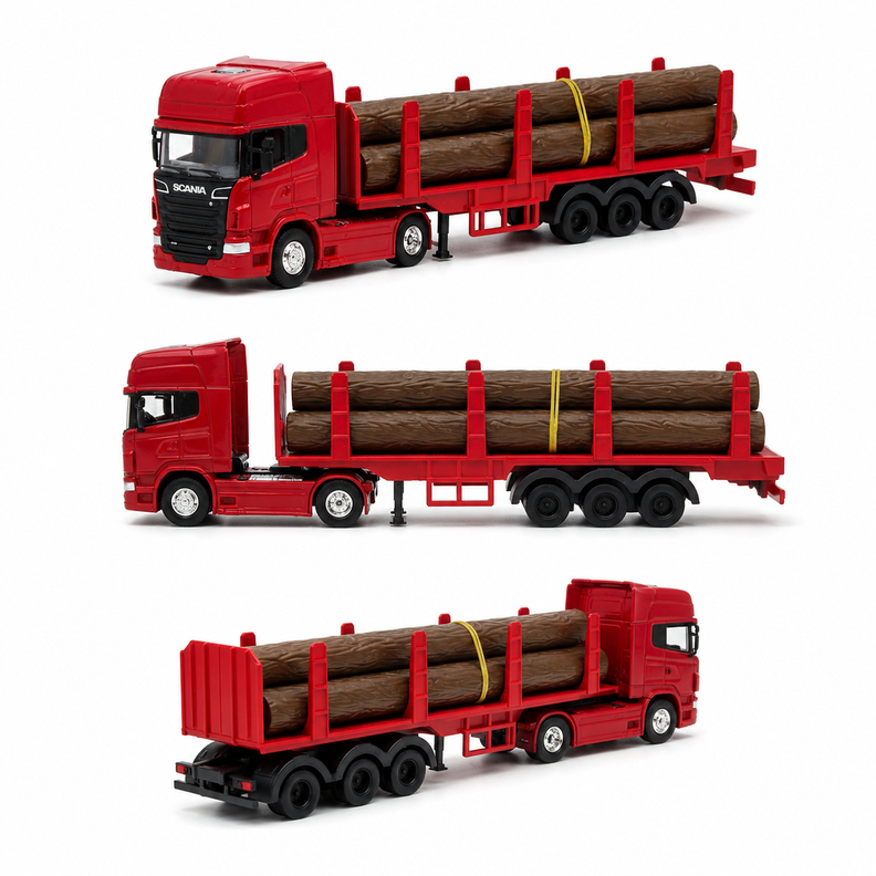 Camión Scania Logging Trailer Burdeo Escala 1:64 - Welly