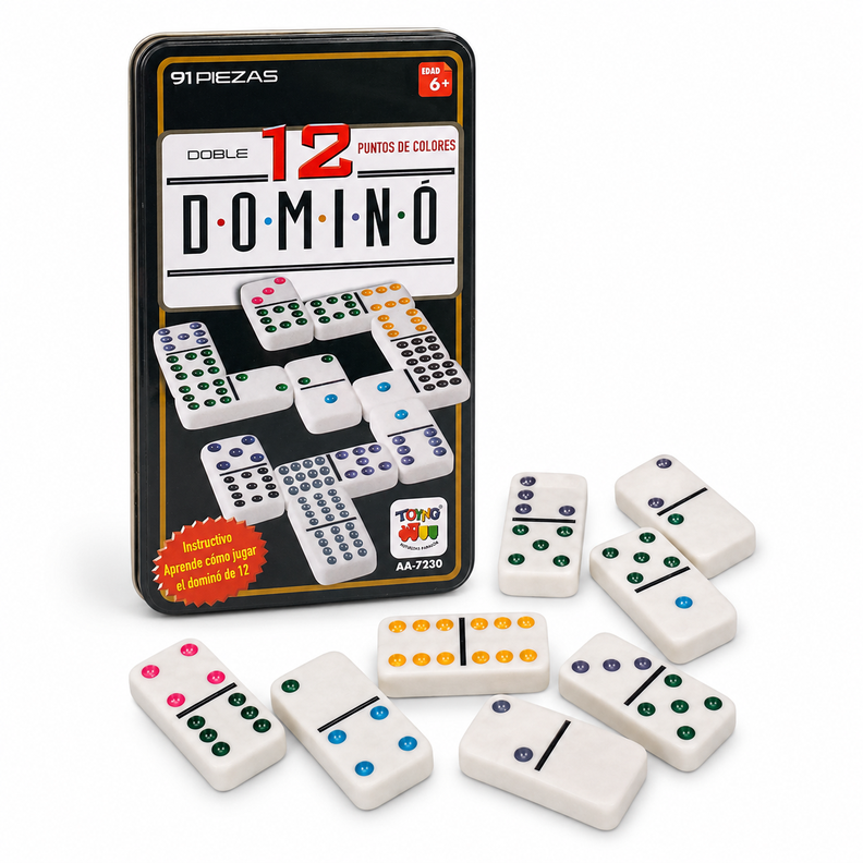 Juego de Mesa Domino 12 Caja Metalica - Toyng Surtido