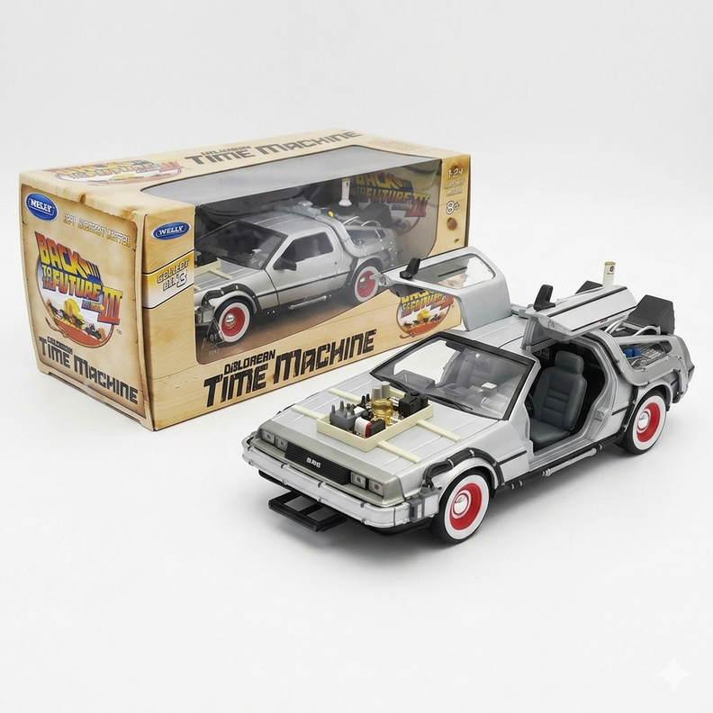 Back To The Future III Delorean Escala 1:24 - Welly Surtido