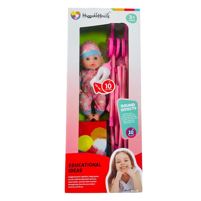 Muñeca Con Mamadera Y Coche-0