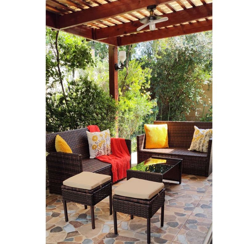 Taburete para terraza cojín impermeable Beige PACK X2-2