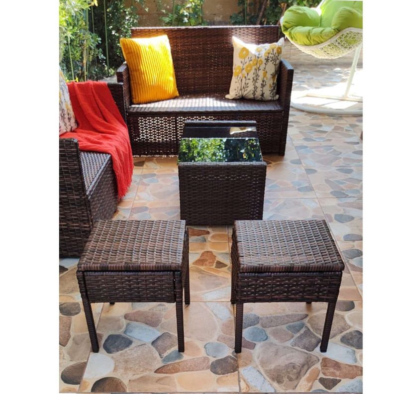 Taburete para terraza cojín impermeable Beige PACK X2-4