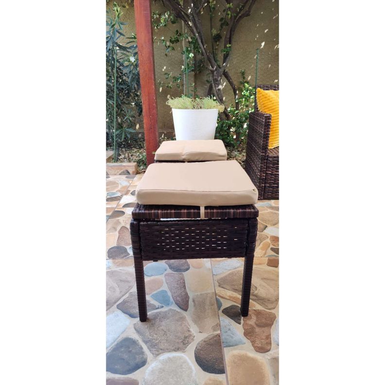 Taburete para terraza cojín impermeable Beige PACK X2-6