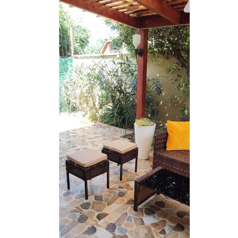 Taburete para terraza cojín impermeable Beige PACK X2-7