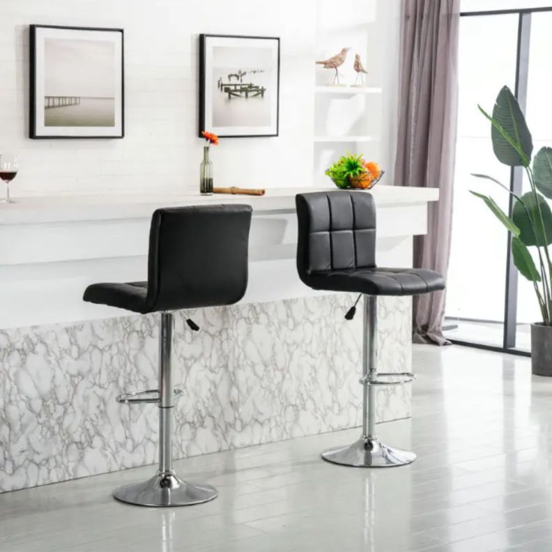 Piso Bar taburete ecocuero negro Atenas I PACK X2 -0
