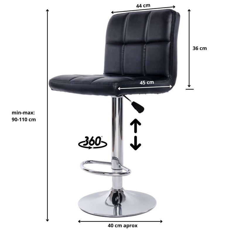 Piso Bar taburete ecocuero negro Atenas I PACK X2 -1