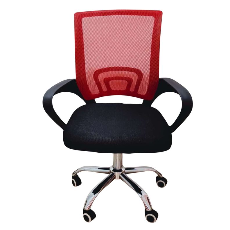 Silla de escritorio roja Reno base de metal-0