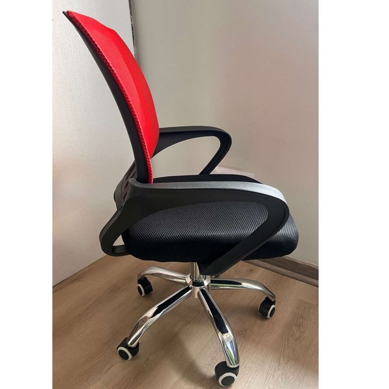 Silla de escritorio roja Reno base de metal-1