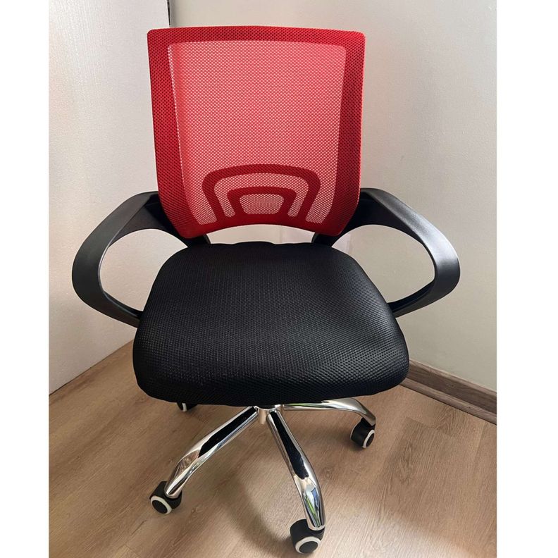 Silla de escritorio roja Reno base de metal-3