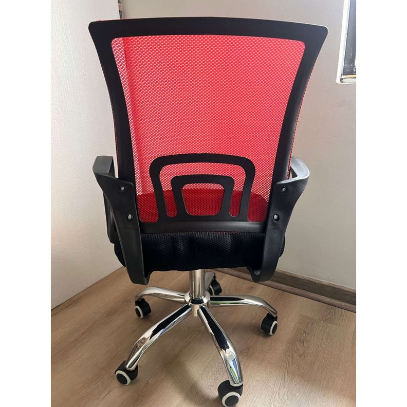 Silla de escritorio roja Reno base de metal-4