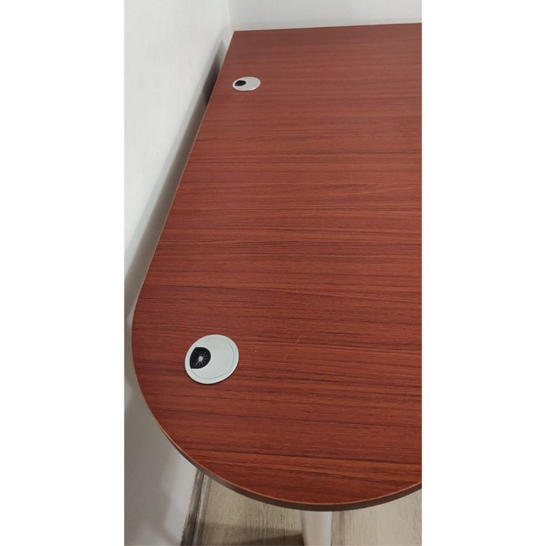 Escritorio En L Teca 120 Cm con repisas bajo llave armado bilateral-5