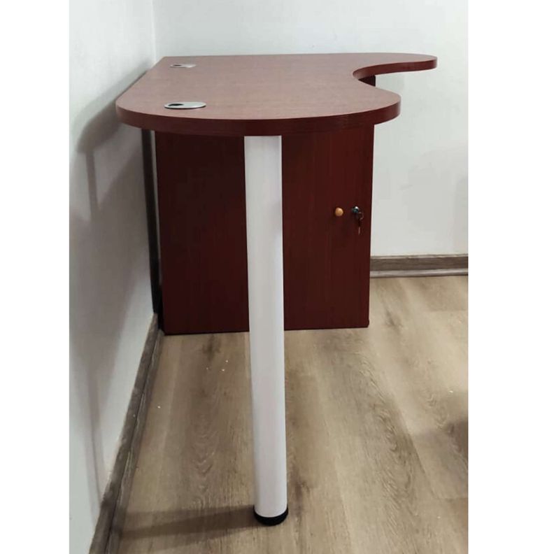 Escritorio En L Teca 120 Cm con repisas bajo llave armado bilateral-6