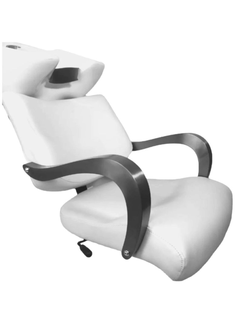 Lavapelo Peluquería Cerámica Profesional Lavacabezas Blanco con griferia -4