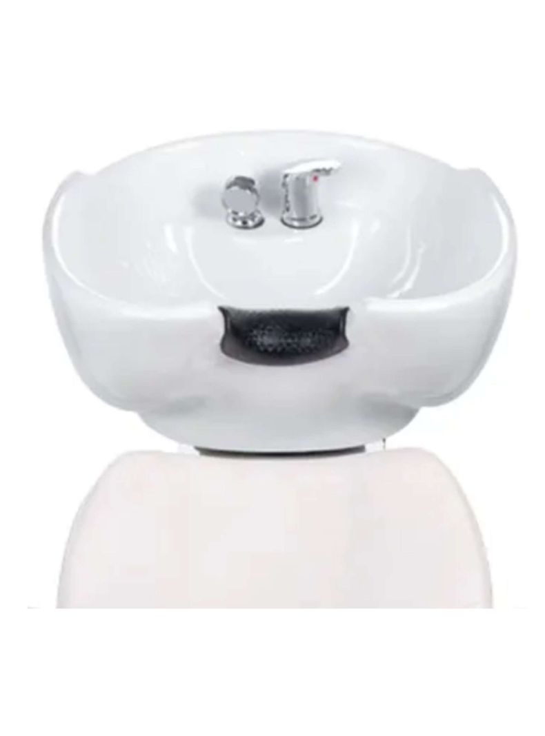 Lavapelo Peluquería Cerámica Profesional Lavacabezas Blanco con griferia -2