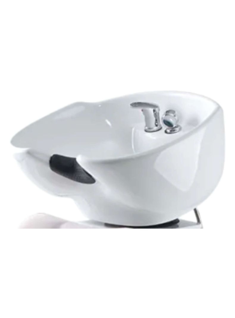 Lavapelo Peluquería Cerámica Profesional Lavacabezas Blanco con griferia -5