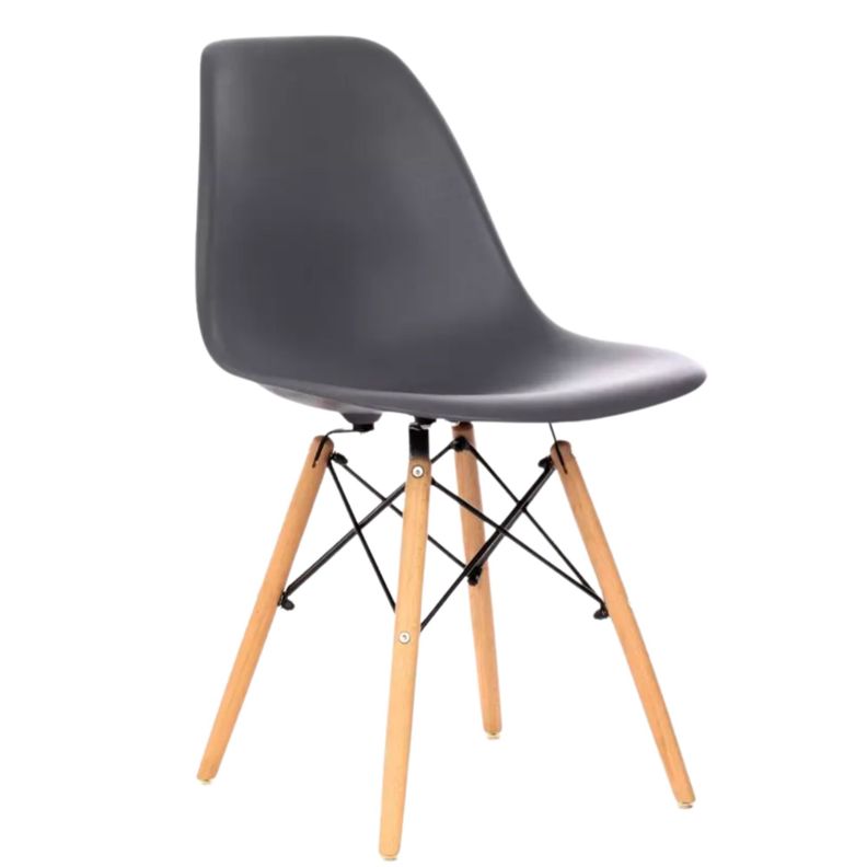 Juego De Comedor eames Redondo 4 sillas Blanco y Gris Oscuro 80 cm-1