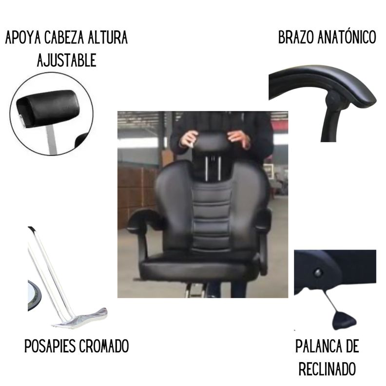 Silla de Peluquería Barberia Reclinable Venus-2