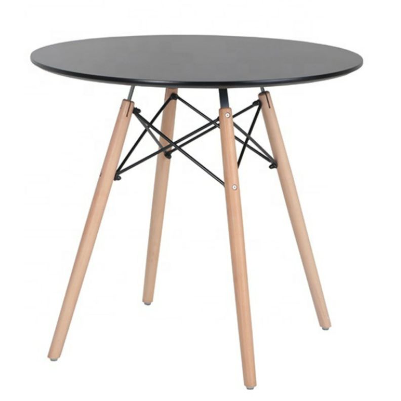 Mesa de comedor eames negra redonda 80 cm diámetro-0