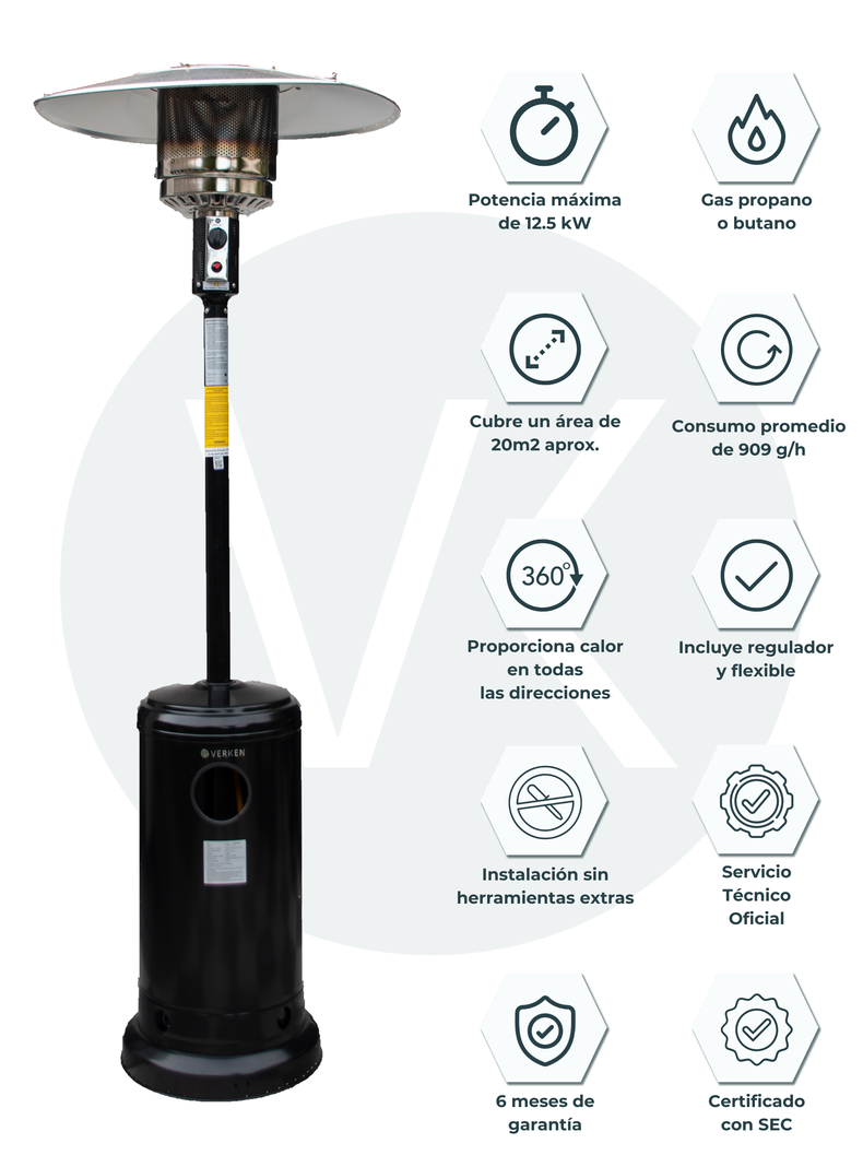 Estufa Exterior Gas Svart Pro - Negro | Calefactor para Terrazas y Patios-4