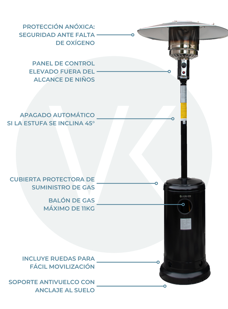 Estufa Exterior Gas Svart Pro - Negro | Calefactor para Terrazas y Patios-5
