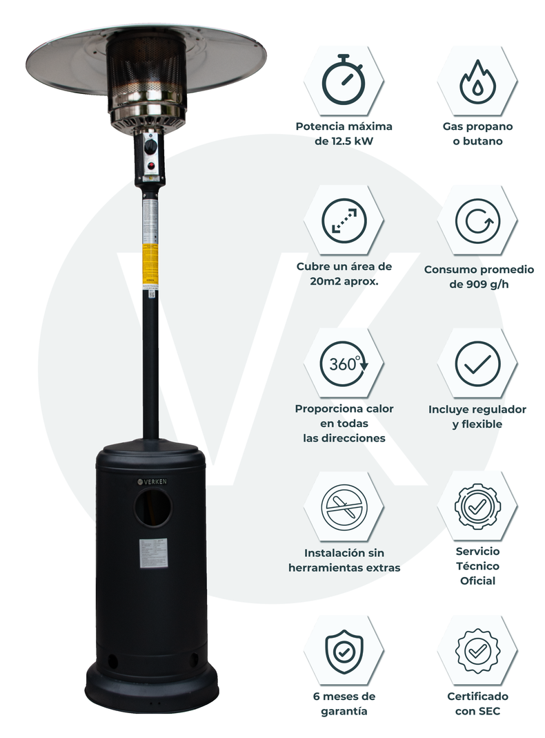 Estufa Exterior Gas Svart Pro - Mate | Calefactor para Terrazas y Patios-4