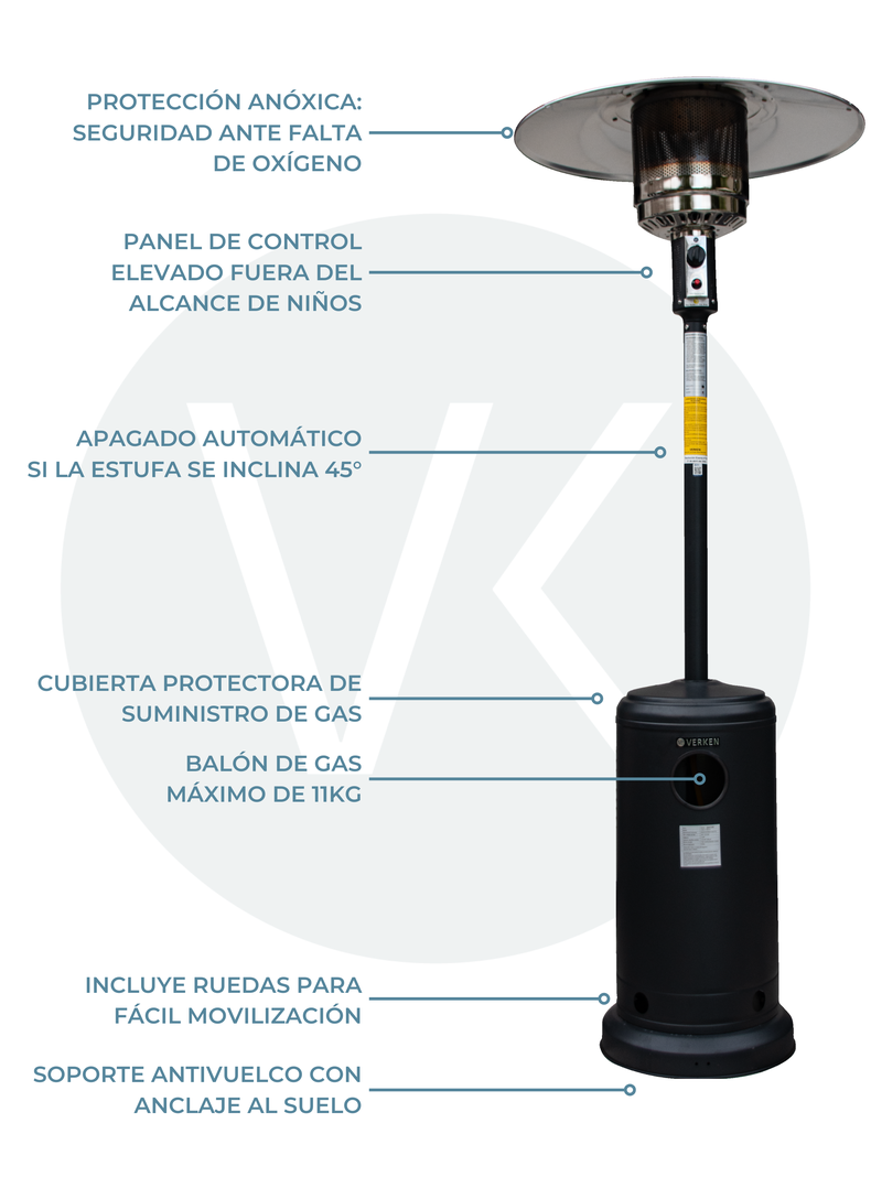 Estufa Exterior Gas Svart Pro - Mate | Calefactor para Terrazas y Patios-5