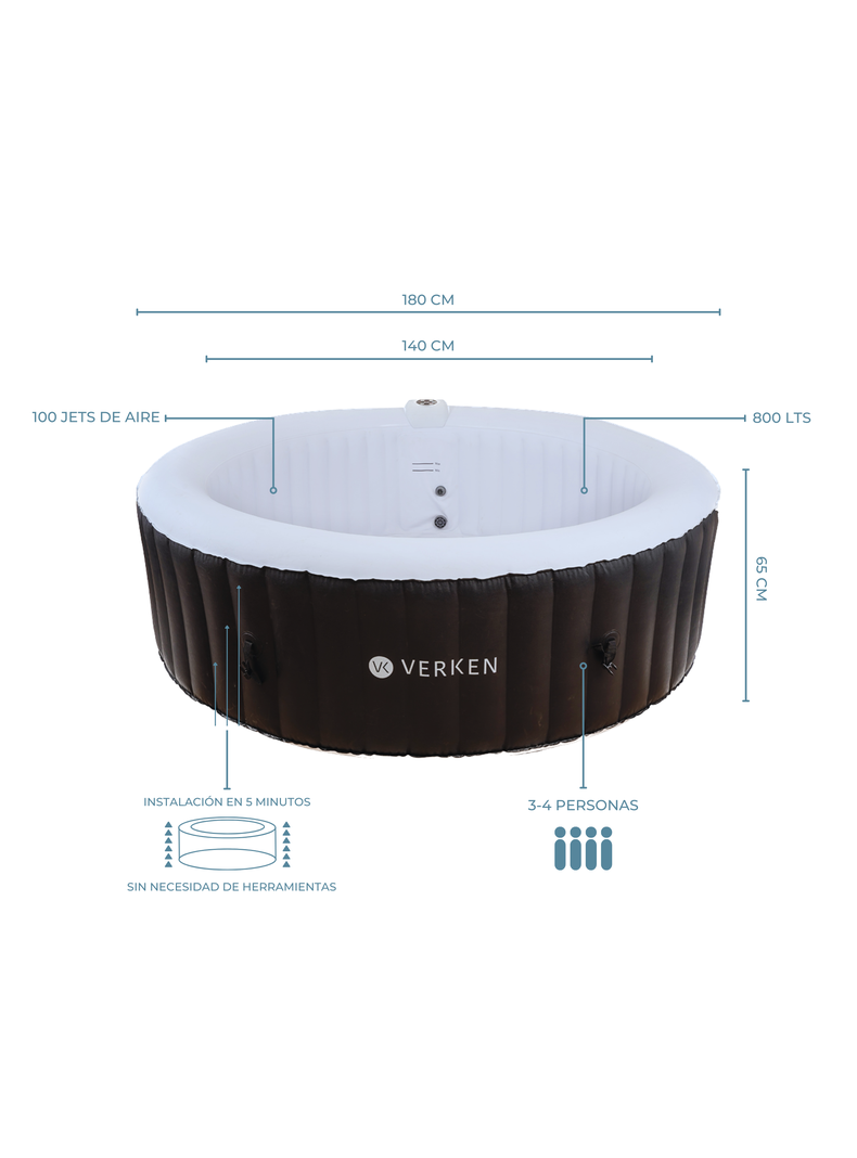 Jacuzzi | Hot Tub | Spa Inflable Tromso / 4 personas - Negro-2