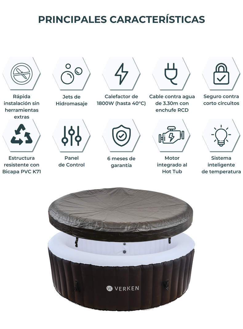 Jacuzzi | Hot Tub | Spa Inflable Tromso / 4 personas - Negro-6