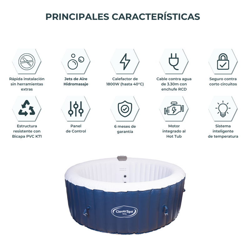 Jacuzzi / Hot Tub Inflable Tromso 4 personas Azul - Clever by Verken-2