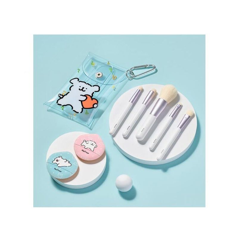 Set de 5 brochas coreanas extra suaves de pelo sintético - FLALIA Maltese Makeup Brush Set-2