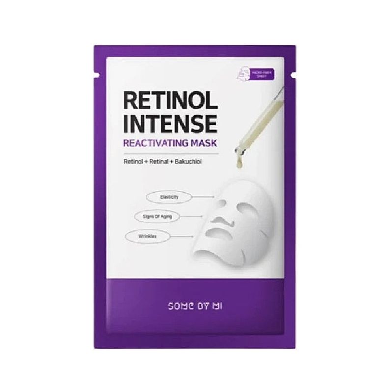 Mascarilla de formula suave  con retinol, retinal y bakuchiol - SOME BY MI, RETINOL INTENSIVE MASK Blanco