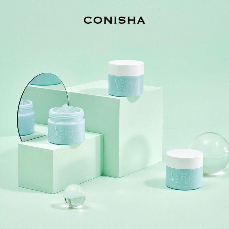 Crema coreana hidratante en gel con ácido hialurónico - CONISHA Oasis-Hyal Snowdrop Soothing Cream-3