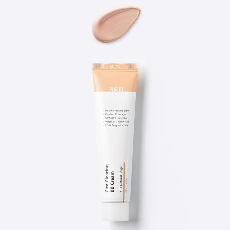 Crema base coreana de maquillaje ligera - PURITO CICA Clearing BB Cream #23 Natural Beige-0