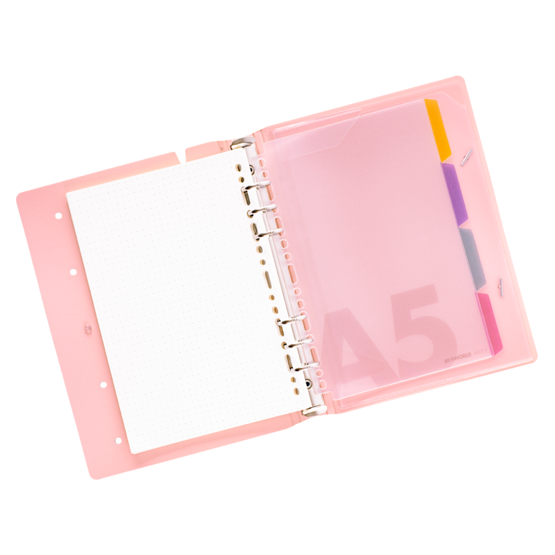 Agenda A5 Rosada Tapa Pin  6 Anillos -3