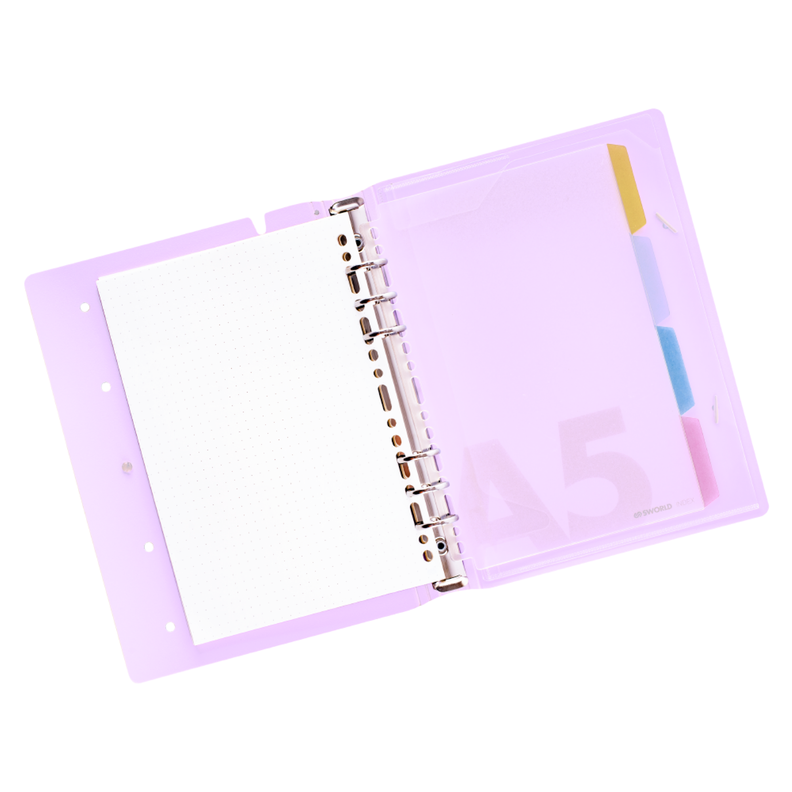 Agenda A5 Morada Tapa Pin  6 Anillos -1