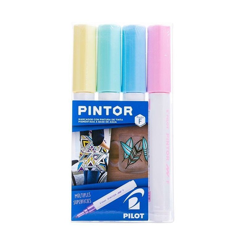 Set Pintor Fino 4 unidades - Amarillo, Verde Pastel, Azul Pastel, Rosado-0