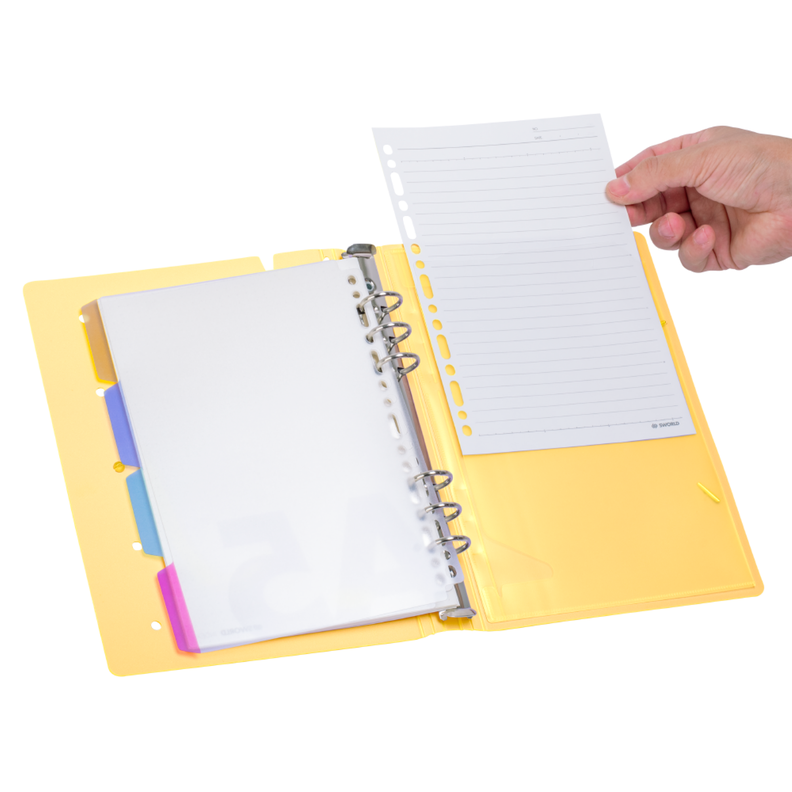 Agenda A5 Amarilla Tapa Pin  6 Anillos -3