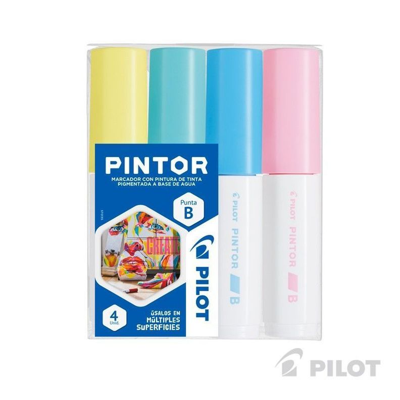 Set Pintor Biselado 4 Amarillo Pastel, Verde Pastel, Azul Pastel, Rosado Pastel-1