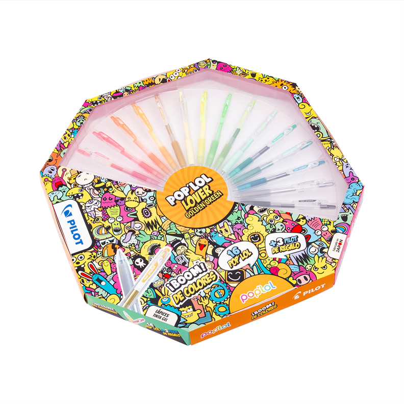 Set Lápiz Gel POPLOL 0.7 16u Golden Green-1